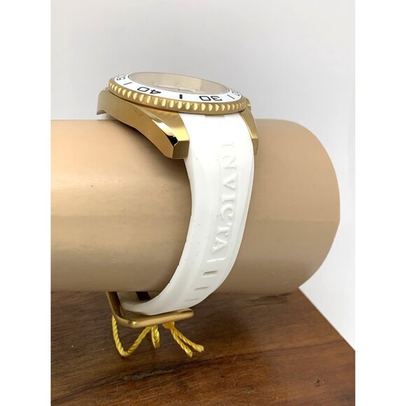 Invicta Women's Watch 0488 Angel Quartz Mother of Pearl Gold White Rubber Strap - Picture 12 of 14